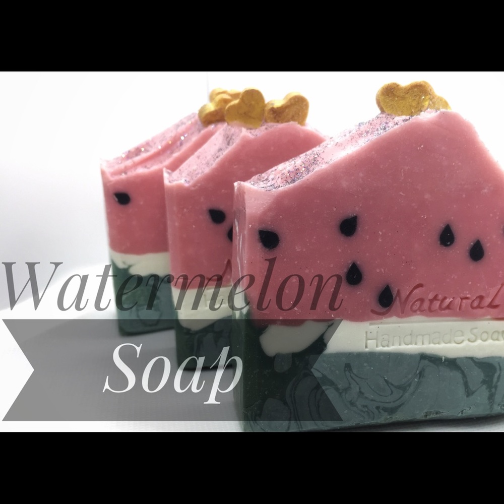 All natural watermelon soap with orange essential